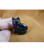 (Y-CAT-150) little BLACK ONYX KITTY baby kitten CAT stone figurine I Lov... - $214.58 MXN
