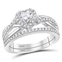 14kt White Gold Heart Diamond Bridal Wedding Ring Band Set 7/8 Ctw - £2,064.49 GBP