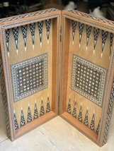 Handmade, Wooden Backgammon Board, Wood Chess Board, Mother of Pearl Inlay (21&quot;) - £419.66 GBP