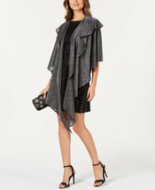 Cejon Womens Black Double Draped Shimmer Sparkle Knit Wrap Shawl One Size - £27.34 GBP