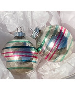Vintage Shiny Brite striped silver glass ball Christmas ornaments 1.75&quot; ... - $12.00