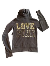 2011 Victoria Secret Pink Leopard Black Hoodie Sweatshirt Size Small - $26.17