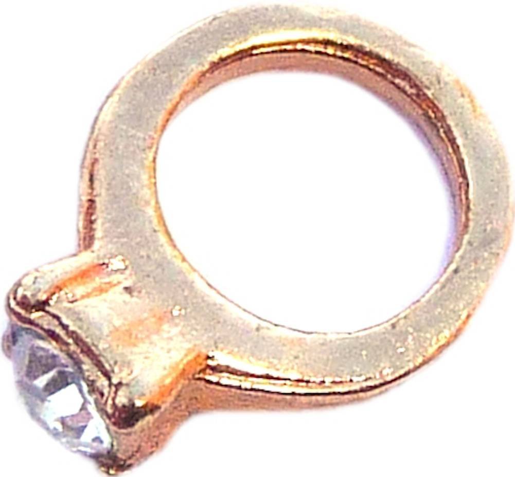 Rose Goldtone Ring Floating Locket Charm - $2.42
