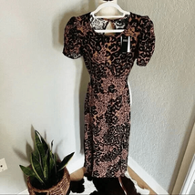 AFRM Jamie Print Open Back Short Sleeve Dress, Brown/Black Animal, Small... - $59.00