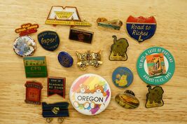 Vintage Jewelry Lapel Pin Button Lot Oregon Trail Travel Souvenir Advert... - $24.74