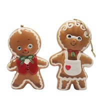 Vintage Christmas Ornament Set Gingerbread Man Woman 1987 Enesco Moorhea... - $53.94