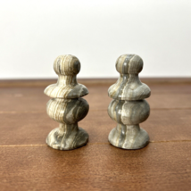 Set of 2, Vintage White Grey Brown Marble Chess Bishop Pieces - $22.89