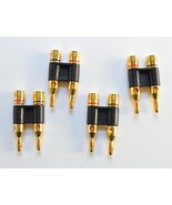 Lot 4 Pairs Stereo Speaker Terminals Dual Binding Posts Banana Jack Gold - $30.66 CAD