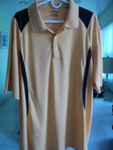 Pga Tour Yellow Black Golf Shirt Poly 2XL 3 Button Front Polo Short Sleeve #7306 - £14.43 GBP