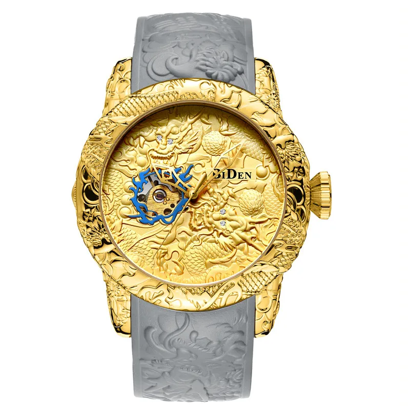 Men Mechanical Watch Man Big   Full Black Wristwatch Creative    Laser Engraved  - £104.35 GBP