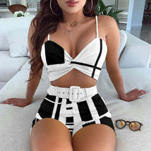 Colorblock Spaghetti Strap Twisted Top &amp; Shorts Set - £33.53 GBP