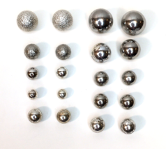 Jewelry Lot of 10 Pairs of Silver Tone Balls Stud Post Earrings (No Backs) - £7.72 GBP