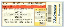 Slayer Concierto Ticket Stub June 13 2006 Chicago Illinois - $29.48