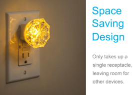 1 Jewel NIGHT LIGHT Warm Amber orange Glow LED Always On plug in Wall AC... - $18.72