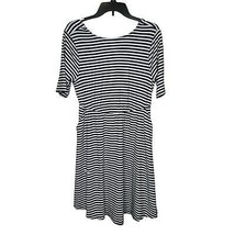 Torrid Womens Dress Mini Striped Cut Out Stretch 3/4 Sleeve Black White Size 00 - £16.69 GBP