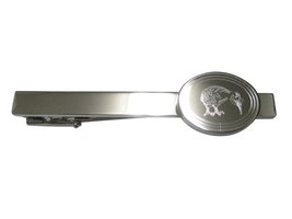 Silver Toned Oval Etched Kiwi Bird Tie Clip - £32.14 GBP