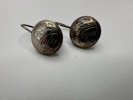Vintage Silver Etched Dangle Earrings 2.6cm - $11.88