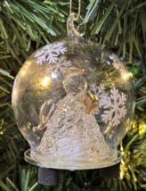 Angel Christmas Ornament LED Light Up Spun Blown Glass Ornament 2.75&quot; w/Heart - $12.50