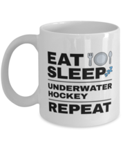 Funny Underwater Hockey Mug - Eat Sleep Repeat - 11 oz Coffee Cup For Sports  - £11.81 GBP