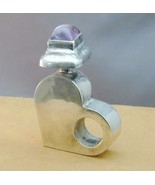 Modernist Sterling Figural heart Perfume Bottle Ametrine Cabochon Lid Me... - €130,29 EUR