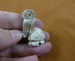 (Y-BIR-PE-18) tan white PELICAN carving Figurine soapstone Peru I love p... - $8.59