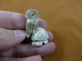 (Y-BIR-PE-18) tan white PELICAN carving Figurine soapstone Peru I love p... - £6.86 GBP