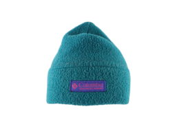 Vtg 90s Columbia Spell Out Box Logo Fleece Winter Beanie Hat Cap Teal US... - £17.74 GBP