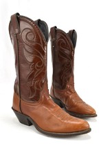Laredo Vintage Cowboy Boots 7 Brown Leather Pull On Made In USA - £58.29 GBP