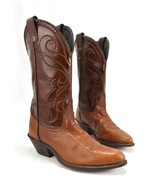 Laredo Vintage Cowboy Boots 7 Brown Leather Pull On Made In USA - $101.48 CAD