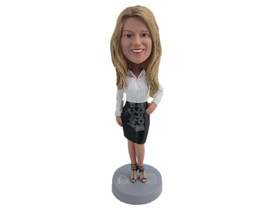 Custom Bobblehead Gorgeous Corporate Woman In Trendy Shirt And Skirt - Careers &amp; - £71.14 GBP