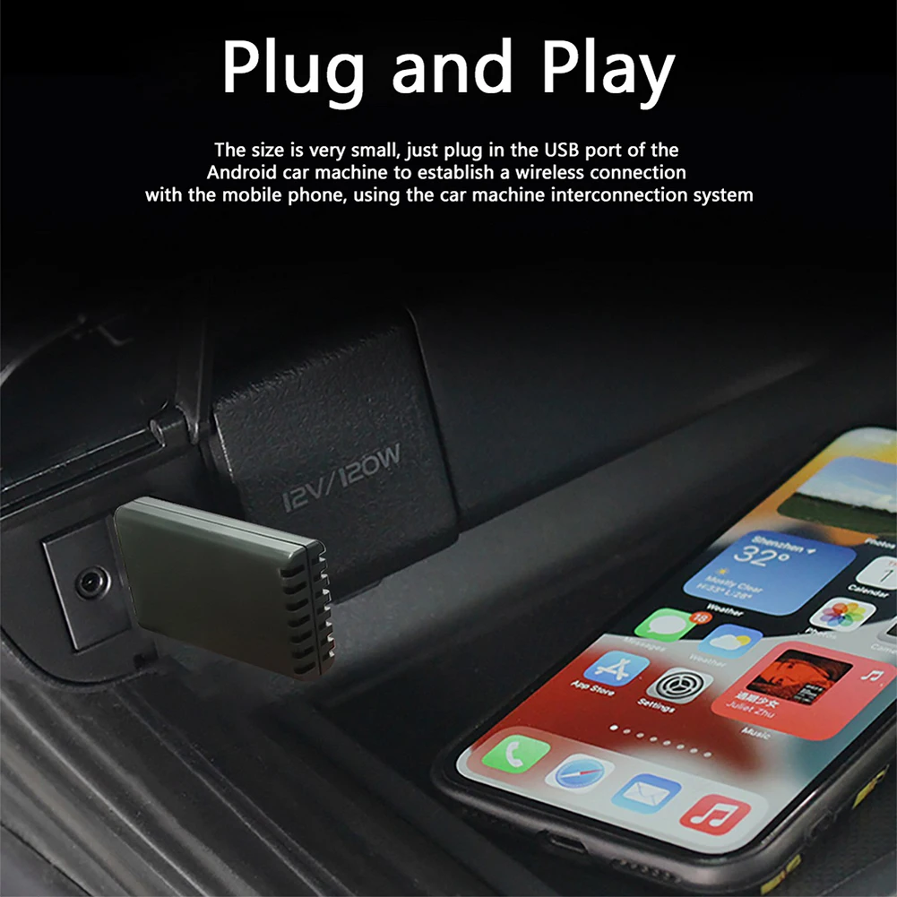 Wireless CarPlay Adapter - Wired to Wireless USB Dongle Plug and Play Phone Ca - £50.64 GBP