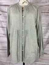 Coldwater Creek Button Front Shirt Womens PXL 18 Long Sleeve Stripe 100% Cotton - £12.93 GBP