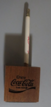 Enjoy Coca-Cola wood Pencil Pen Holder 2x2x2 square used - $8.42