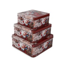 Christmas Tin Gift Box Santa Tinplate Candy Cookie Box Square Candy Stor... - £30.33 GBP