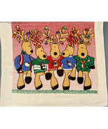 Vintage 1 Christmas Kitchen Towels Dancing  Reindeer Elves - £12.41 GBP