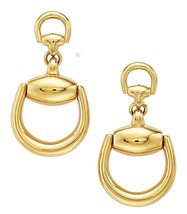 Gucci 18k Yellow Gold Horsebit Drop Earrings Stunning - $70,913.51 MXN