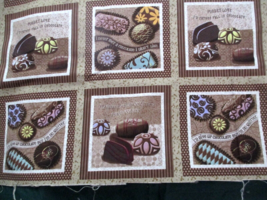 Fabric NEW Benartex 1/2 Panel of Assorted Chocolates and Sentiments $6.50 - £5.21 GBP