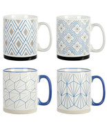 Mr. Coffee Parkmill 17oz 4 Piece Stoneware Coffee Mug Set in Assorted De... - $84.49