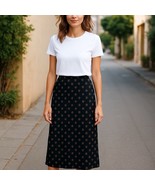 Vintage Field Manor Geometric Deep Navy Blue  Maxi 100% Silk skirt size ... - $377.05 MXN
