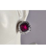 Womens Estate Sterling Silver Ruby Colored Earrings 10.8g E7946 - €51,34 EUR