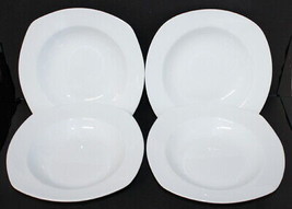 4 Storehouse 9" Porcelain Pasta Soup Bowls ~ Wide Rim Squared Off ~ - $19.99
