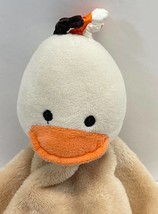 Duck Security Blanket Plush Baby Lovey 12x12" with Embroidery Tan Cream Minky - $12.55