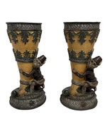 Vintage Monkey Butler Bellhop Pedestal Vase Cornucopia Tropical 12&quot; Tall... - $130.66 CAD