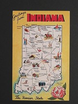 Indiana IN State Map Large Letter Greetings Dexter Press c1960s UNP Post... - $4.99