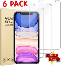 6 Pack Tempered Glass Screen Protector for iPhone 13 12 11 Pro Max XR XS 8 Plus - £6.57 GBP