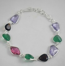 925 Sterling Silver Handmade Multi Gemstone Bracelet Women Festival Gift BS-1078 - £25.26 GBP