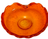 Vtg Murano Italy Controlled Bubble Orange Glass Ashtray Bowl 6&quot; - £21.26 GBP