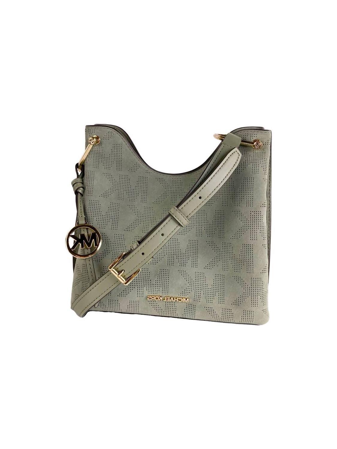 Michael Kors Women&#39;s Joan Perforated Suede Leather Slouchy Messenger Han... - $341.55