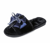 Women Plush Home Slippers Cute Butterfly-knot Faux Warm Flat Girls Shoes Slip on - £20.95 GBP