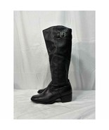 Matisse Women&#39;s Size 7 Tundra Black Leather Block Heel Knee High Tall Boots - £27.17 GBP